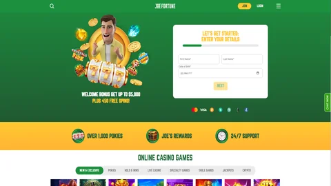 Joe Fortune Casino homepage
