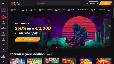 Wild Tokyo Casino homepage